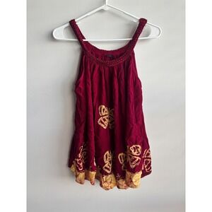 Jackpot Burgundy Batik Butterfly Tank Top Women One Size